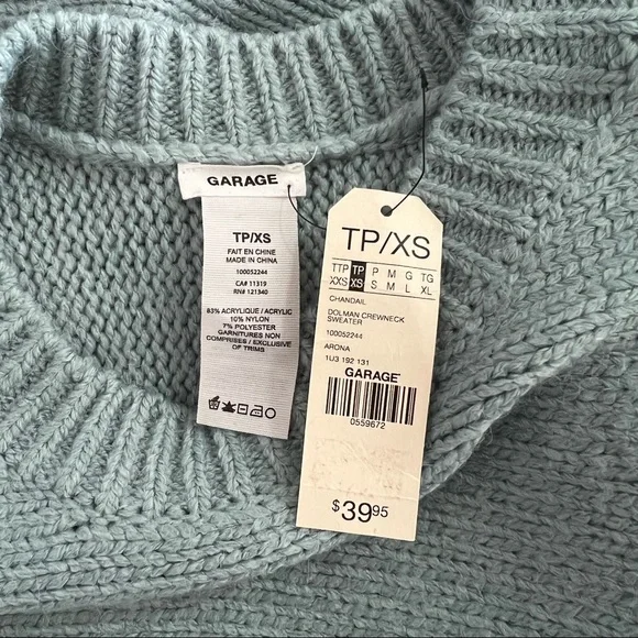 *NWT* GARAGE DOLMAN CREWNECK SWEATER - XS - Picture 9 of 10